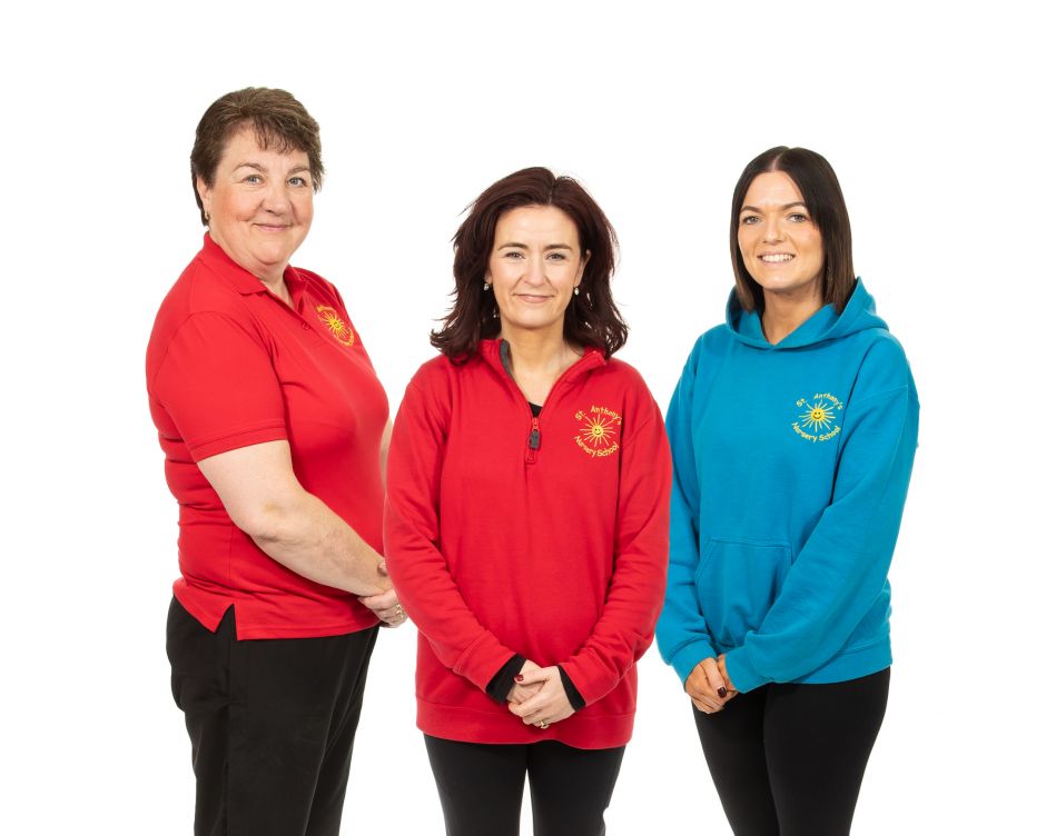 Mrs McCormick Nursery Assistant, Mrs McIlroy Principal & DT for Child Protection and Miss Wright Nursery Assistant